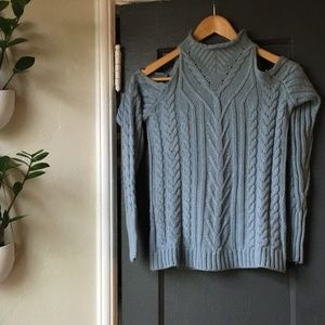 Open Shoulder Light Blue Turtle Neck XS